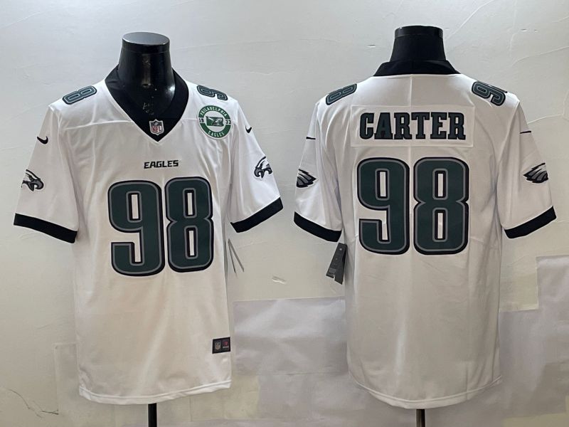 Men Philadelphia Eagles #98 Carter White Second generation Nike 2025 Limited NFL Jersey style 3